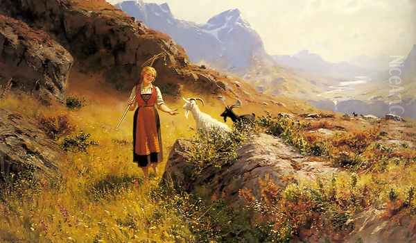 An Alpine Landscapewith a Shepherdess and Goats - view 1