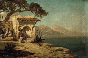 Arabs Smoking At The Well by Leopold Carl Muller
