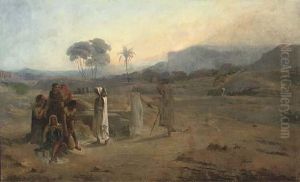 Figures In A Desert Landscape by Leopold Carl Muller