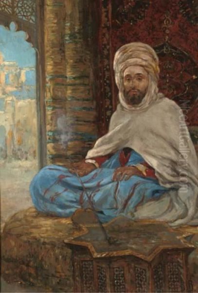 An Ottoman Smoking A Pipe - view 1