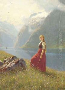 A young harvester at a sunlit fjord