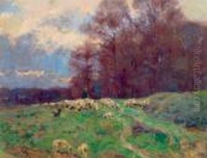 Schafer Mit Seiner Herde by Peter Paul Muller