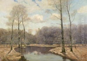 Herbstliche Waldlandschaft. by Peter Paul Muller