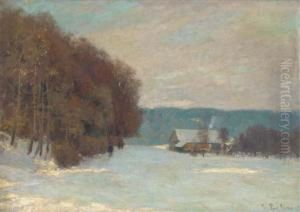 A Snowy Landscape In The Afternoon by Peter Paul Muller
