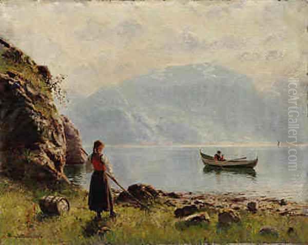Young Girl by Norwegian Fjord - view 1