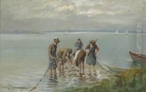 Fischer Am Seeufer. by Karl Muller-Baumgarten