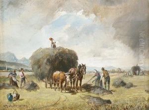 Die Heuernte. by Ludwig Muller-Cornelius