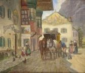 Halt Der Postkutsche. by Ludwig Muller-Cornelius