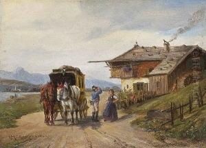 Halt Der Postkutsche Vor Dem
 Bauernhaus.