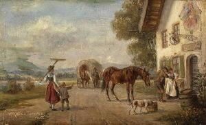 Vor Dem Wirtshaus. by Ludwig Muller-Cornelius