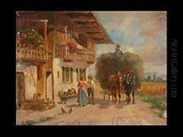 Heuerntewagen Vor Einem Bauernhof - view 1