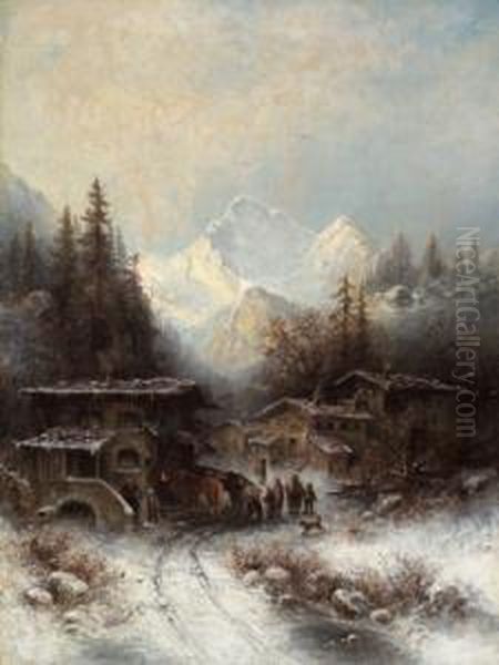 Verschneites Dorf - view 1
