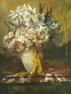 Blumenstillleben. by Anton Muller-Wischin