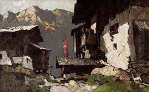 Hauser Im Gebirge by Oskar Mulley
