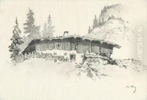 Bergbauernhof. by Oskar Mulley