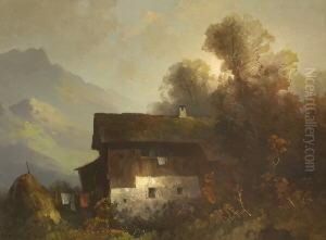 Bauernhaus In Herbstlicher
Gebirgslandschaft. by Oskar Mulley