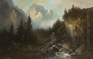 Gebirgsbach. by Oskar Mulley