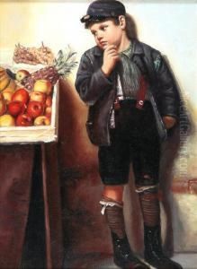 Temptation - Young Boy Standing By A Fruit Stall by William Mulready