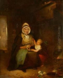 Cottage Interior, With Grandmother And Child by William Mulready