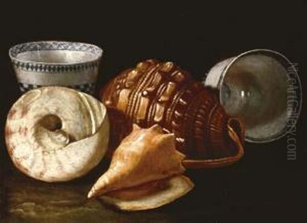 Three Shells And Two Ceramic Bowls - view 1