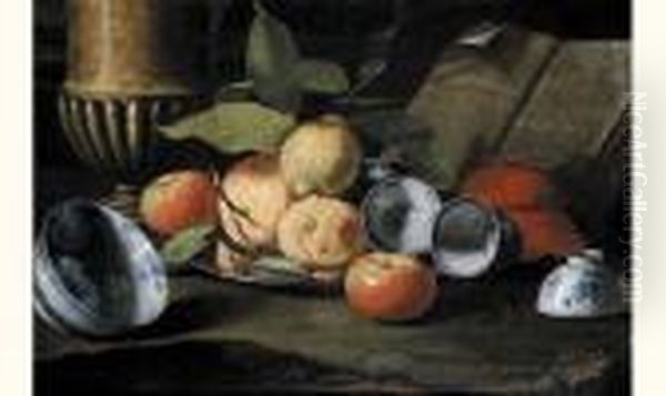 "nature Morte Aux Citrons De 
Sorrento, Pommes, Pieces De Porcelaine De Chine, Livre Et Vase De 
Marbre". - view 1