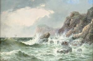 Waves Crashing On A Rocky Coastline by J. Mundell