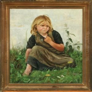 Portrait Of A Girl Sitting In The Grass Portrait Of A Girl Sitting In The Grass