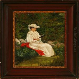 Young Woman Reading In Aspruce Plantation by Emilie Mundt