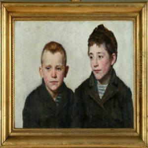 "to Drenge Fra Asylet". Two 
Asylum Boys. Unsigned. Inscribed On The Stretcher Emilie Mundt by Emilie Mundt