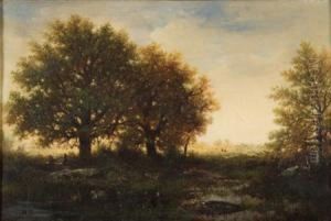 Figures In A Clearing - Twilight by Gilbert Davis Munger