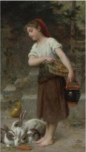 Feeding The Rabbits by Emile Munier