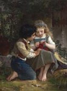 Le Lecon De Tricot. 1874. by Emile Munier