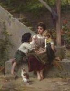 Playing With The Kittens by Emile Munier