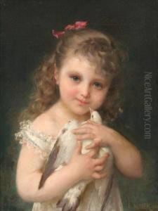Young Girl Holding A White Dove