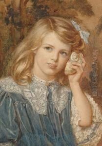 Portrait Of Girl, Thought To Be
Irene Baldwin-burbidge, In A Blue Dress Holding A Shell To Her Hear;
Portrait Of Boy, Thought To Be Frederick Baldwin-burbidge, Holding A Cat by John Bernard Munns