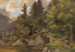 Waldlandschaft by Leopold Munsch