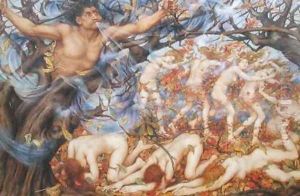 Boreas and Fallen Leaves by Evelyn Pickering De Morgan
