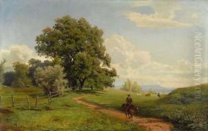 Landschaft Mit Reiter. 1865. by Hjalmar (Magnus) Munsterhjelm