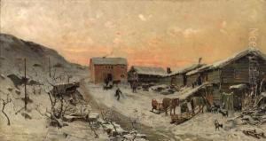 Ved En Skysstasjon by Gerhard Munthe