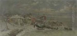 Winterliches Fischerdorf In Der
Abenddammerung. by Gerhard Munthe