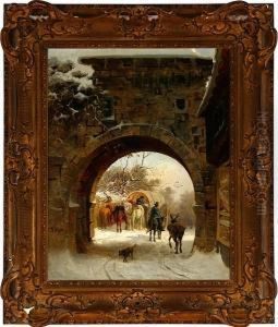 A Winter Day By A Gate, Presumeably In Germany