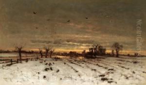 Sonnenuntergang In Weiter Landschaft