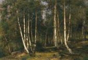 Im Birkenwald. Signiert Unten Links: L. Munthe. Ol Auf Leinwand. H 37; B 52,5 Cm. by Ludwig Munthe