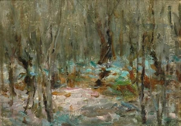 Landscape Sketch Oil On Boardsigned 'j. Muntz-adams' Lower Right 14.5 X 19.5 Cm - view 1