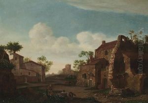 Figures Before A Farmhouse by Emmanuel Murant
