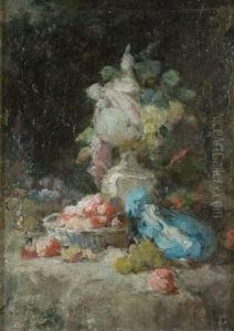Corbeille De Fruits Et Vase Fleuri