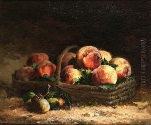 Still Life With Peaches In A Basket
