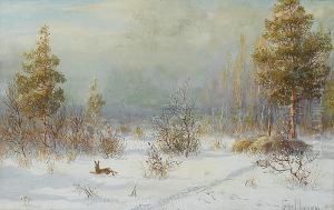 A Winter Hunting Scene by Wladimir Leonidovich Murawjoff