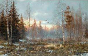 Forest At Dawn by Wladimir Leonidovich Murawjoff
