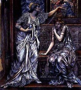 Finished study for Queen Eleanor and Fair Rosamund 1900-5 by Evelyn Pickering De Morgan